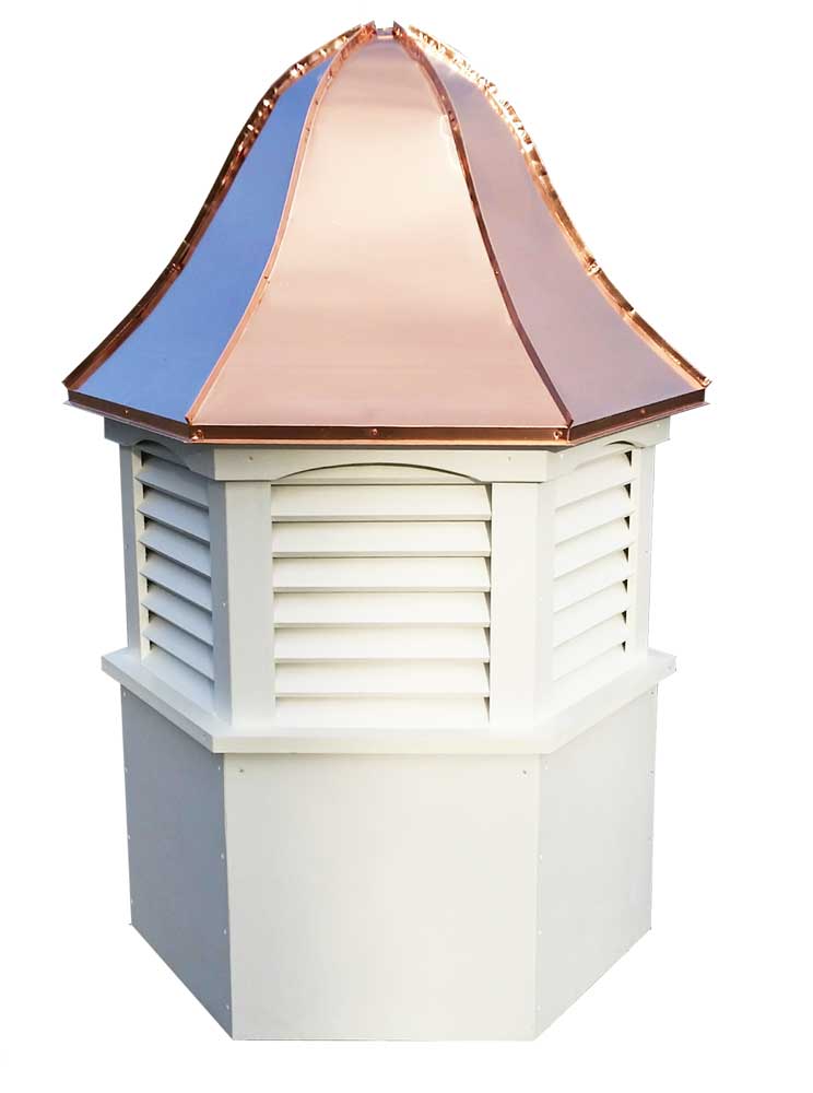 hexagonal vinyl copper cupola roof with louvers