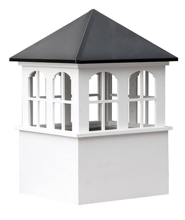 large square vinyl cupola with windows and straight aluminum roof