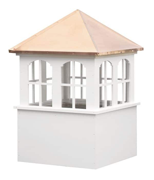 large square vinyl cupola with windows and straight copper roof