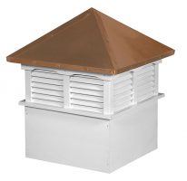 large square vinyl cupola with louvers and straight copper roof