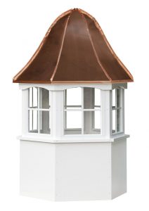 hexagon vinyl cupola with windows and bell copper roof