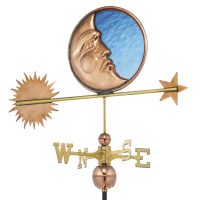 678P stained glass moon weathervane polished copper