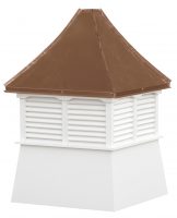 small square vinyl cupola with louvers and concave copper roof