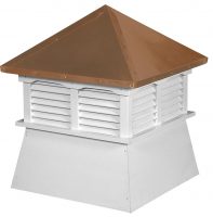 small square vinyl cupola with louvers and straight copper roof