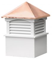 medium square vinyl cupola with louvers and straight copper roof