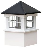medium square vinyl cupola with windows and straight aluminum roof