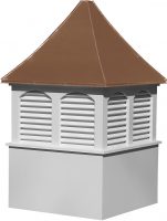 large square vinyl cupola with louvers and concave copper roof