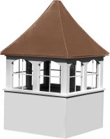 square large cupola with windows and concave copper roof