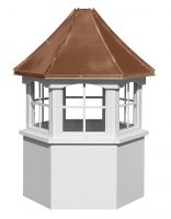 hexagonal cupola with windows and concave copper roof