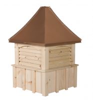 square white pine amish cupola with louvers and concave copper roof
